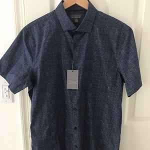 Navy short sleeve causal button down